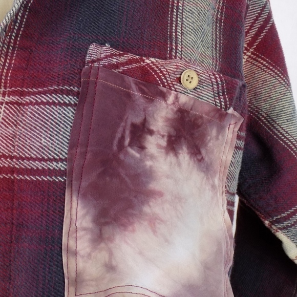 vintage style plaid flannel hand dye with stars - Picture 5 of 8